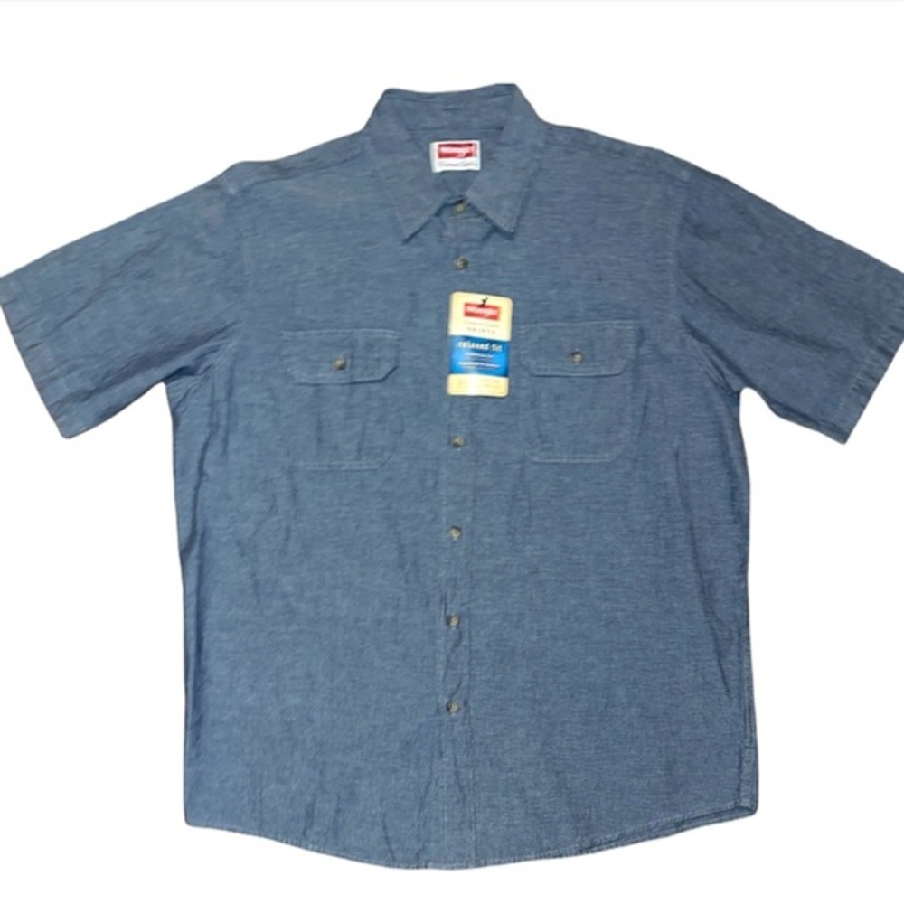 Wrangler shirt premium quality Denim Semi Chambray Button up new w tags - Picture 1 of 3